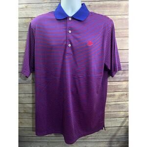 Donald Ross Polo Shirt Size Medium Purple Blue Stripe Performance Polyester